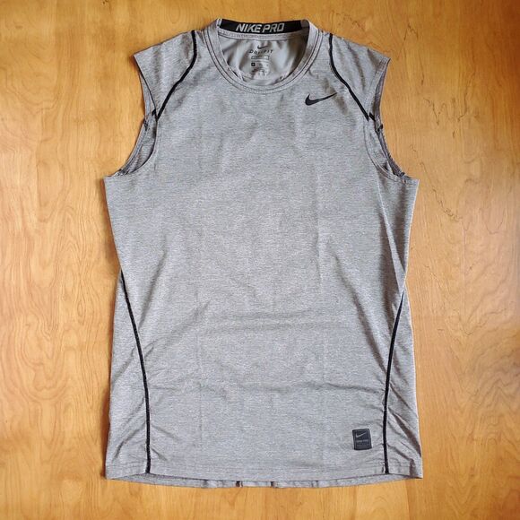 Nike Pro Dri Fit Sleeveless Shirt Mens M Fitted Muscle Tank Gray - Picture 1 of 8